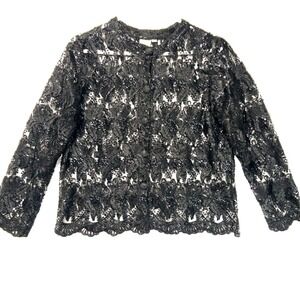 Valerio Sheer Beaded Bolero Jacket Lace Overlay Sequins Womens‎ 12 L RP $180 Vtg